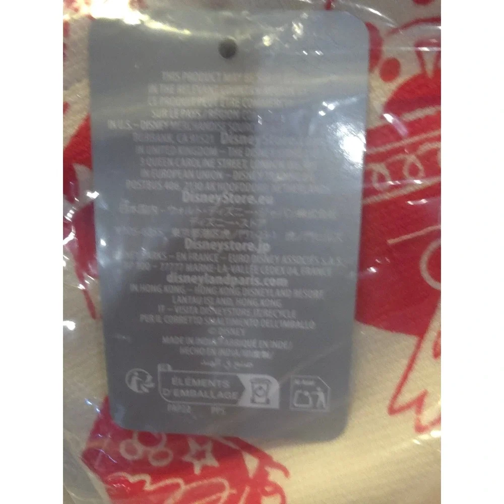 Disney Parks Holiday Christmas Kitchen Tea Towel 100% Cotton Red White New